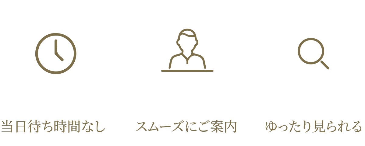 当日待ち時間なし・スムーズにご案内・ゆったり見られる